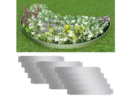 Ohybná záhradná obruba 15 ks, pozinkovaná oceľ 100x14 cm