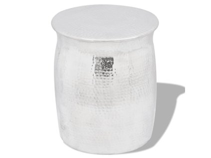 vidaXL Tepaná hliníková stolička/príručný stolík, strieborná farba