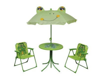 vidaXL 3-dielna detská záhradná bistro súprava so slnečníkom zelená
