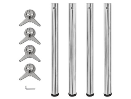 Stolové nohy s nastaviteľnou výškou, chróm 710 mm 4 ks