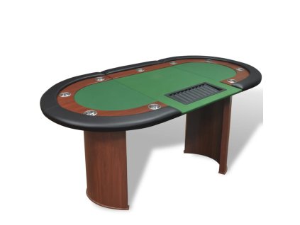 vidaXL Pokerový stôl pre 10, zóna pre dílera, držiak na žetóny, zelený