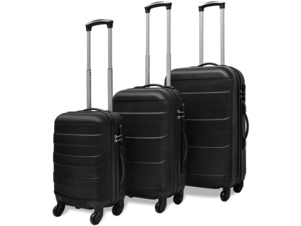 vidaXL Sada 3 škrupinových kufrov s kolieskami, čierna 45,5/55/66 cm