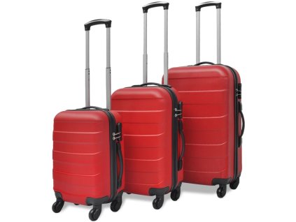 vidaXL Sada 3 škrupinových kufrov s kolieskami, červená 45,5/55/66 cm