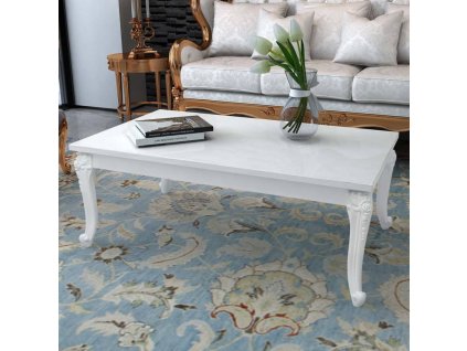 vidaXL Konferenčný stolík 115x65x42 cm, vysoký lesk, biely
