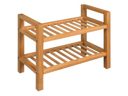 vidaXL Regál na topánky s 2 policami 50x27x40 cm, dubový masív