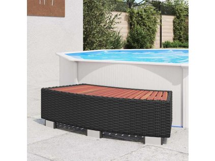 vidaXL Schodík k vírivke, polyratan 92x45x25 cm, čierny