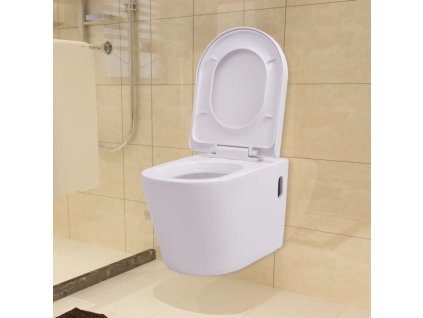 vidaXL Keramické závesné WC, biele