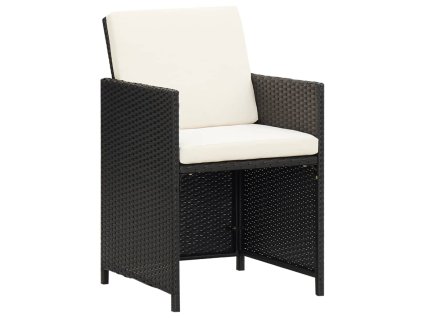 vidaXL Záhradné stoličky 2 ks, podložky a vankúše, polyratan, čierne