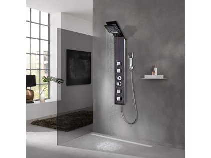 vidaXL Hnedý sprchový panel, sklenený dizajn