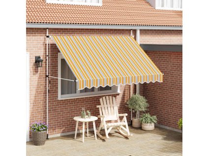 vidaXL Ručne zaťahovacia markíza, 300 cm, žlto-modré pásiky