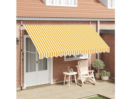 vidaXL Ručne zaťahovacia markíza 400 cm, oranžovo biele pásiky