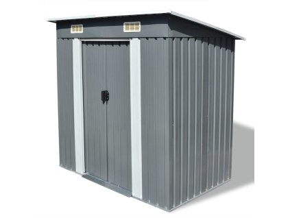 vidaXL Záhradná kôlňa, sivá, kov