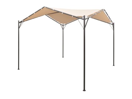 vidaXL Oceľový altánok/prístrešok/stan, 4x4 m, béžový