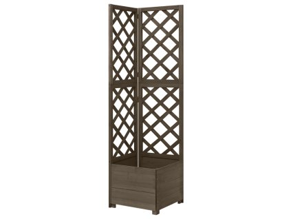 vidaXL Rohový kvetináč s mriežkou sivý 40x40x150 cm masívne jedľové drevo