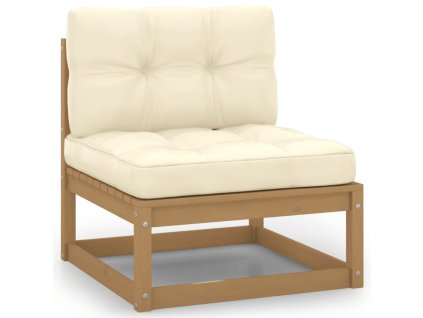 vidaXL Záhradná stredová pohovka s krémovými podložkami borovica