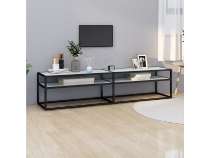 vidaXL TV stolík biely mramorový 180x40x40,5 cm tvrdené sklo