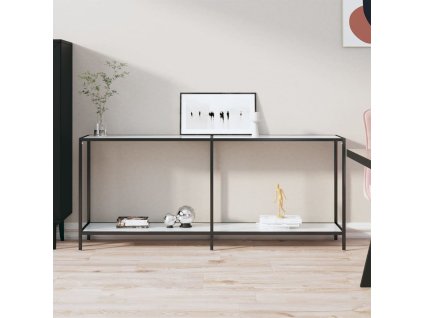 vidaXL Konzolový stolík biely 180x35x75,5 cm tvrdené sklo