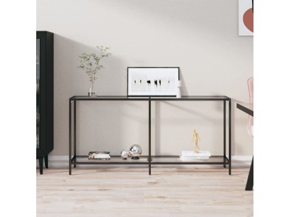 vidaXL Konzolový stolík priehľadný 160x35x75,5 cm tvrdené sklo