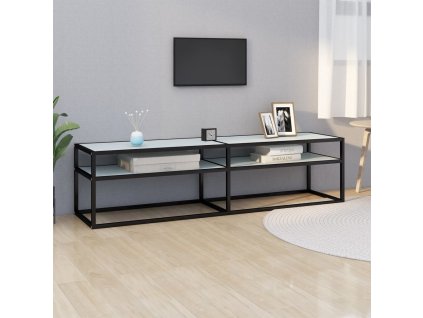 vidaXL TV stolík biely mramorový 160x40x40,5 cm tvrdené sklo