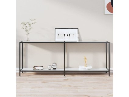 vidaXL Konzolový stolík biely 200x35x75,5 cm tvrdené sklo