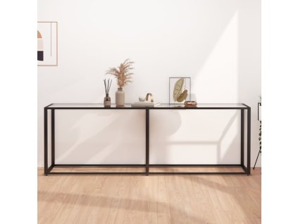 vidaXL Konzolový stolík priehľadný 220x35x75,5 cm tvrdené sklo