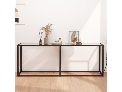 vidaXL Konzolový stolík priehľadný 200x35x75,5 cm tvrdené sklo