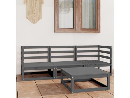 vidaXL 4-dielna záhradná sedacia súprava sivá borovicový masív