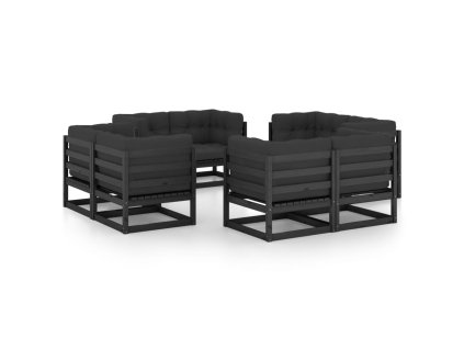 vidaXL 8-dielna záhradná súprava s podložkami, borovicový masív