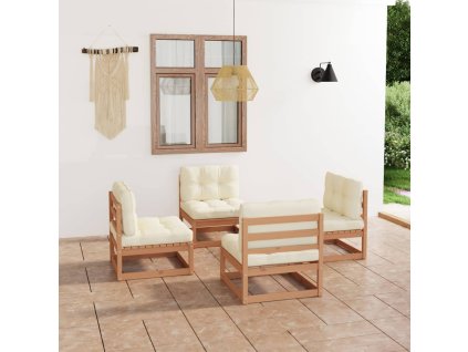 vidaXL 4-dielna záhradná súprava s podložkami, borovicový masív