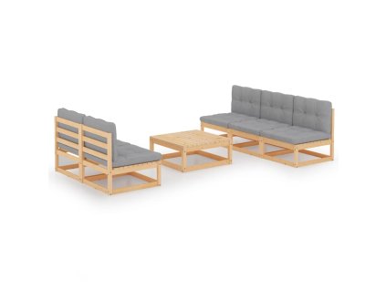 vidaXL 6-dielna záhradná súprava s podložkami, borovicový masív