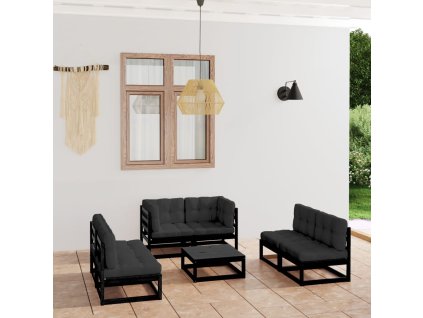 vidaXL 7-dielna záhradná súprava s podložkami, borovicový masív