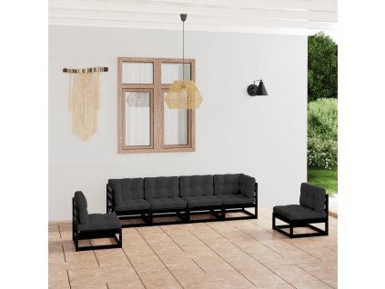 vidaXL 6-dielna záhradná súprava s podložkami borovicový masív