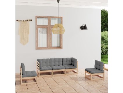 vidaXL 5-dielna záhradná súprava s podložkami, borovicový masív