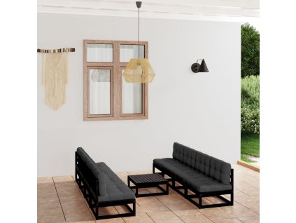 vidaXL 9-dielna záhradná súprava s podložkami, borovicový masív