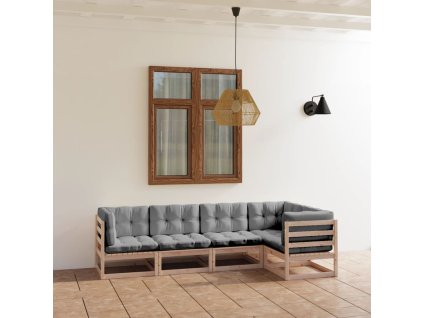 vidaXL 5-dielna záhradná súprava s podložkami, borovicový masív