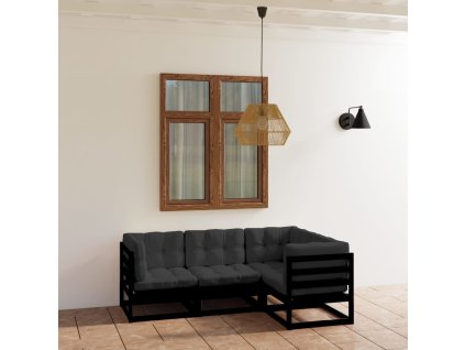 vidaXL 4-dielna záhradná súprava s podložkami, borovicový masív