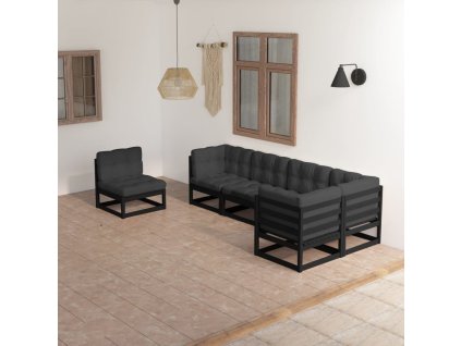 vidaXL 6-dielna záhradná súprava s podložkami borovicový masív