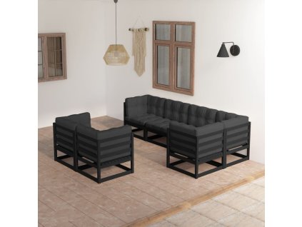 vidaXL 7-dielna záhradná sedacia súprava+podložky, borovicový masív