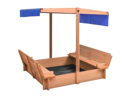 vidaXL Pieskovisko so strieškou 112x112x112 cm jedľové drevo