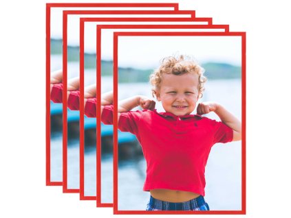 vidaXL Fotorámiky na stenu alebo stôl 5 ks červené 70x90 cm MDF