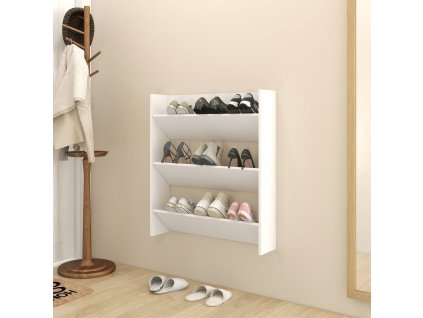 vidaXL Nástenná skrinka na topánky, biela 80x18x90cm, kompozitné drevo