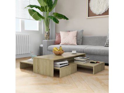 vidaXL Zasúvacie stolíky, dub sonoma 100x100x26,5 cm, kompozitné drevo