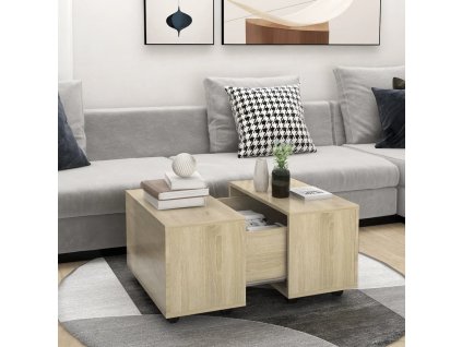 vidaXL Konferenčný stolík, dub sonoma 60x60x38 cm, kompozitné drevo