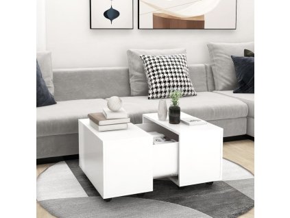 vidaXL Konferenčný stolík, biely 60x60x38 cm, kompozitné drevo