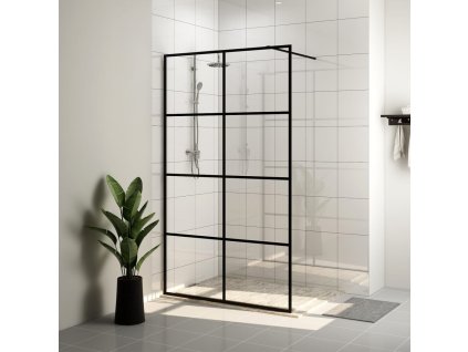 vidaXL Sprchová zástena z priehľadného ESG skla 140x195 cm čierna
