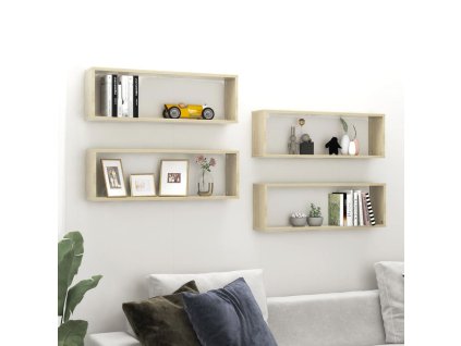 vidaXL Nástenné police 4 ks, dub sonoma 80x15x26,5cm, kompozitné drevo