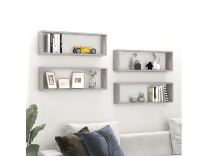 vidaXL Nástenné police 4ks betónovo sivé 80x15x26,5cm kompozitné drevo