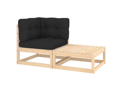 vidaXL 2-dielna záhradná súprava s podložkami, borovicový masív