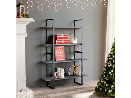 vidaXL Knižnica so 4 policami sivá 100x30x140 cm masívna borovica