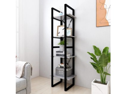 vidaXL Knižnica so 4 policami, betónová 40x30x140 cm, kompozitné drevo